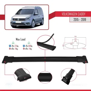 Volkswagen Caddy 2015-2019 Arası ile uyumlu FLY Model Ara Atkı Tavan Barı SİYAH 4 ADET BAR - Görsel 3