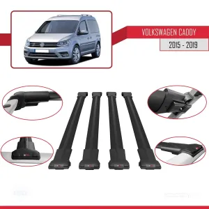 Volkswagen Caddy 2015-2019 Arası ile uyumlu FLY Model Ara Atkı Tavan Barı SİYAH 4 ADET BAR - Görsel 4