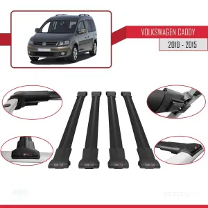 Volkswagen Caddy 2010-2015 Arası ile uyumlu FLY Model Ara Atkı Tavan Barı SİYAH 4 ADET BAR - Görsel 4