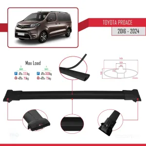 Toyota Proace 2016 ve Sonrası ile uyumlu FLY Model Ara Atkı Tavan Barı SİYAH 4 ADET BAR - Görsel 3