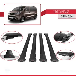 Toyota Proace 2016 ve Sonrası ile uyumlu FLY Model Ara Atkı Tavan Barı SİYAH 4 ADET BAR - Görsel 4