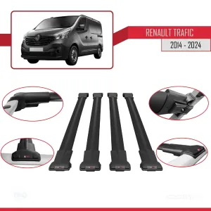 Renault Trafic 2014 ve Sonrası (X82) ile uyumlu FLY Model Ara Atkı Tavan Barı SİYAH 4 ADET BAR - Görsel 4