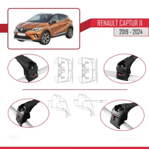 Renault Captur II 2019 ve Sonrası ile Uyumlu ACE-2 Ara Atkı Tavan Barı SİYAH - Görsel 4