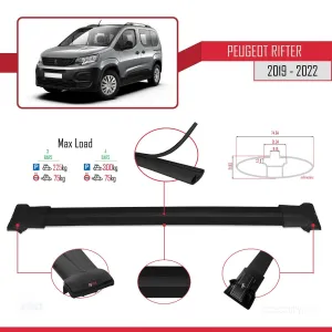 Peugeot Rifter 2019-2022 Arası ile uyumlu FLY Model Ara Atkı Tavan Barı SİYAH 4 ADET BAR thumb 2