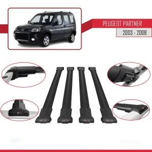 Peugeot Partner 2003-2008 Arası ile uyumlu FLY Model Ara Atkı Tavan Barı SİYAH 4 ADET BAR - Görsel 4