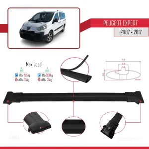 Peugeot Expert 2007-2017 Arası ile uyumlu FLY Model Ara Atkı Tavan Barı SİYAH 4 ADET BAR - Görsel 3