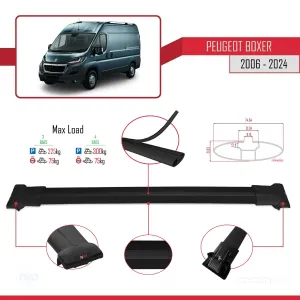 Peugeot Boxer 2006 ve Sonrası ile uyumlu FLY Model Ara Atkı Tavan Barı SİYAH 4 ADET BAR thumb 3