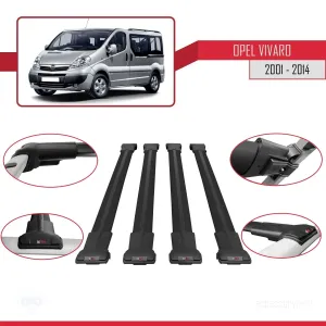 Opel Vivaro 2001-2014 Arası ile uyumlu FLY Model Ara Atkı Tavan Barı SİYAH 4 ADET BAR - Görsel 4