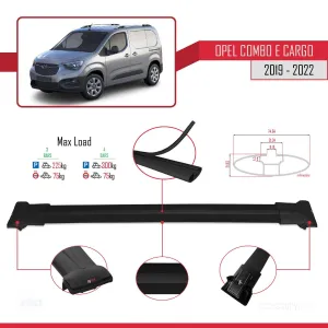 Opel Combo (E) PANELVAN 2019-2022 Arası ile uyumlu FLY Model Ara Atkı Tavan Barı SİYAH 4 ADET BAR - Görsel 2