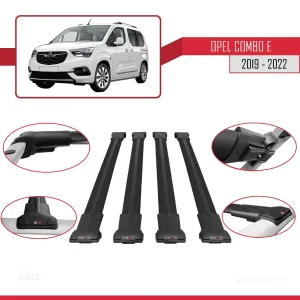 Opel Combo (E) 2019-2022 Arası ile uyumlu FLY Model Ara Atkı Tavan Barı SİYAH 4 ADET BAR thumb 3
