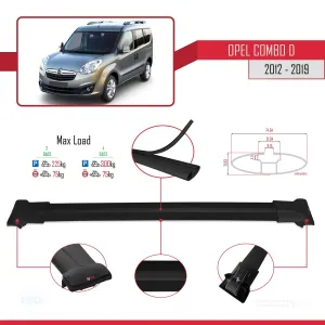 Opel Combo (D) 2012-2018 Arası ile uyumlu FLY Model Ara Atkı Tavan Barı SİYAH 4 ADET BAR thumb 3