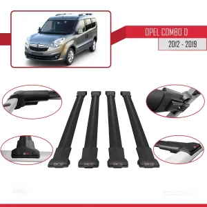 Opel Combo (D) 2012-2018 Arası ile uyumlu FLY Model Ara Atkı Tavan Barı SİYAH 4 ADET BAR thumb 4