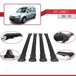 Opel Combo (C) 2001-2011 Arası ile uyumlu FLY Model Ara Atkı Tavan Barı SİYAH 4 ADET BAR thumb 4