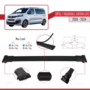 Opel / Vauxhall Zafira Life 2019 ve Sonrası ile uyumlu FLY Model Ara Atkı Tavan Barı SİYAH 4 ADET thumb 3
