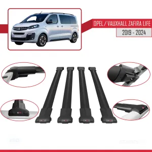 Opel / Vauxhall Zafira Life 2019 ve Sonrası ile uyumlu FLY Model Ara Atkı Tavan Barı SİYAH 4 ADET thumb 4