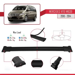 Mercedes Vito (W639) 2010-2014 Arası ile uyumlu FLY Model Ara Atkı Tavan Barı SİYAH 4 ADET BAR thumb 3