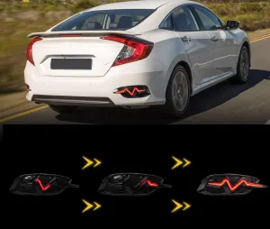 Honda Civic FC5 2016-2021 Ritim Dizayn Arka Sis LED Kırmızı Piano Black - Görsel 2