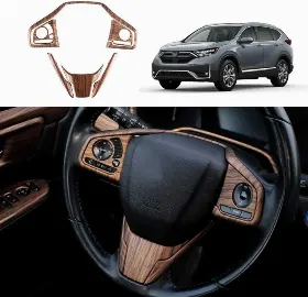 Honda Cr-V Rw 2018-2021 Içın Uyumlu Direksiyon Tuş Kaplaması Ahşap (Düşük Model)