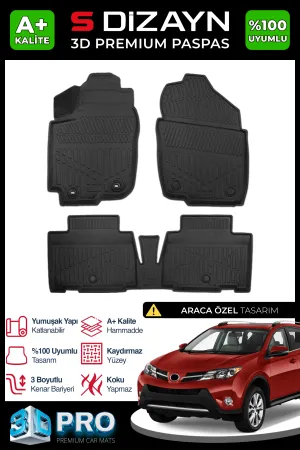 Toyota RAV4 2012-2018 (XA40) uyumlu 3D Pro Havuzlu Paspas 2013-2018 A+ Kalite modelleri Oto Aksesuar Shop'de. Kaliteli malzeme, hızlı kargo ve güvenli