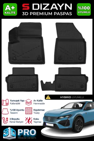 Peugeot 408 2022-Günümüz (P54) uyumlu Hybrid 3D Pro Havuzlu Paspas 2025 Üzeri A+ Kalite modelleri Oto Aksesuar Shop'de. Kaliteli malzeme, hızlı kargo ve