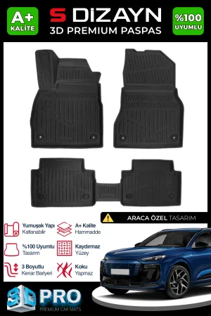 Universal uyumlu Audi Q6 E-Tron 3D Pro Havuzlu Paspas 2025 Üzeri A+ Kalite modelleri Oto Aksesuar Shop'de. Kaliteli malzeme, hızlı kargo ve güvenli alışverişle