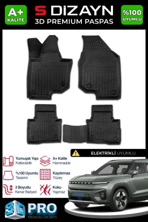 Universal uyumlu Ssangyong Musso Elektrikli 3D Pro Havuzlu Paspas 2025 Üzeri A+ Kalite modelleri Oto Aksesuar Shop'de. Kaliteli malzeme, hızlı kargo ve güvenli
