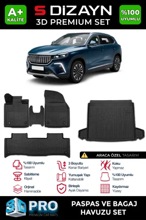 TOGG T10X 2023-Günümüz (T10X) uyumlu 3D Pro Havuzlu Paspas ve Bagaj Havuzu (2'li SET) 2023 Üzeri A+ Kalite modelleri Oto Aksesuar Shop'de. Kaliteli malzeme,