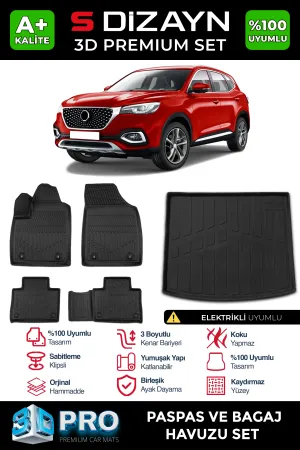 MG HS 2018-Günümüz (HS) uyumlu EHS Elektrikli 3D Pro Havuzlu Paspas ve Bagaj Havuzu (2'li SET) 2018-2024 A+ Kalite modelleri Oto Aksesuar Shop'de. Kaliteli