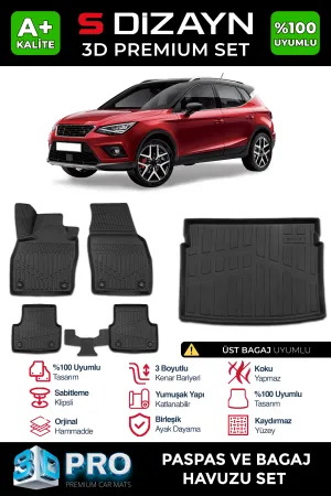 Seat Arona 2017-Günümüz (KJ7) uyumlu 3D Pro Havuzlu Paspas ve Üst Bagaj Havuzu (2'li SET) 2017 Üzeri A+ Kalite modelleri Oto Aksesuar Shop'de. Kaliteli