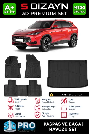 MG HS 2018-Günümüz (HS) uyumlu Turbo Hybrid 3D Pro Havuzlu Paspas ve Bagaj Havuzu (2'li SET) 2024 Üzeri A+ Kalite modelleri Oto Aksesuar Shop'de. Kaliteli