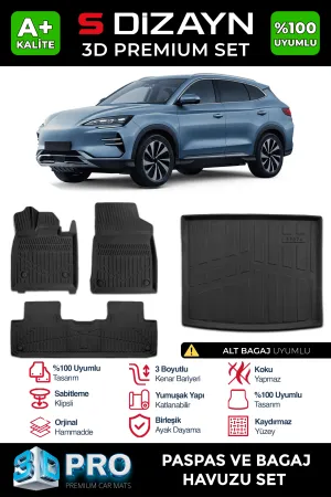 S-Dizayn BYD Seal-U 3D Pro Havuzlu Paspas ve Alt Bagaj Havuzu Seti (2'li SET) 2024 Üzeri A+ Kalite thumb 1