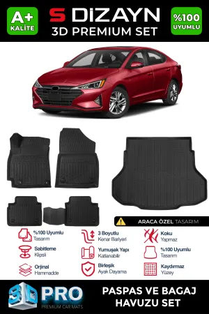 Hyundai Elantra 2020-Günümüz (CN7) uyumlu 3D Pro Havuzlu Paspas ve Bagaj Havuzu (2'li SET) 2020 Üzeri A+ Kalite modelleri Oto Aksesuar Shop'de. Kaliteli