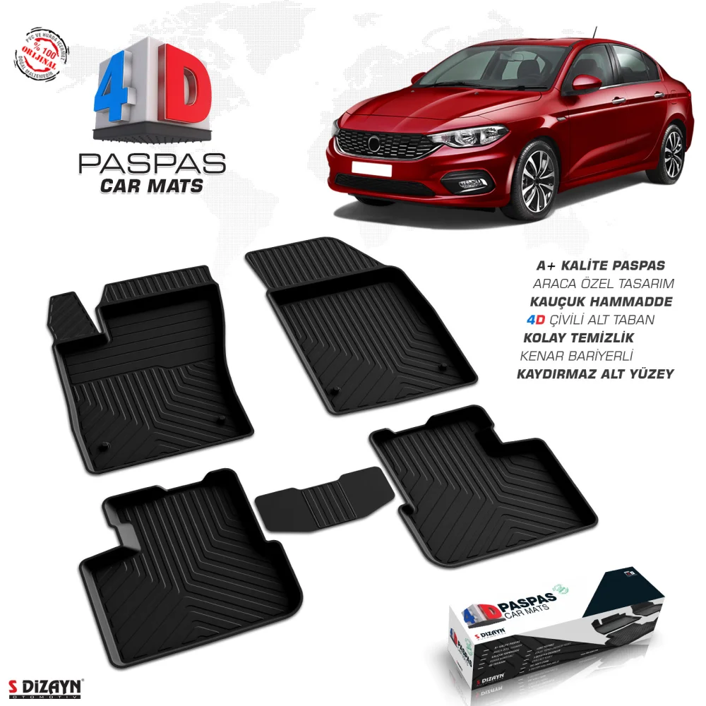 Drs Tuning Fiat Egea SD 4D Havuzlu Paspas Siyah 2015 Üzeri A+ Kalite
