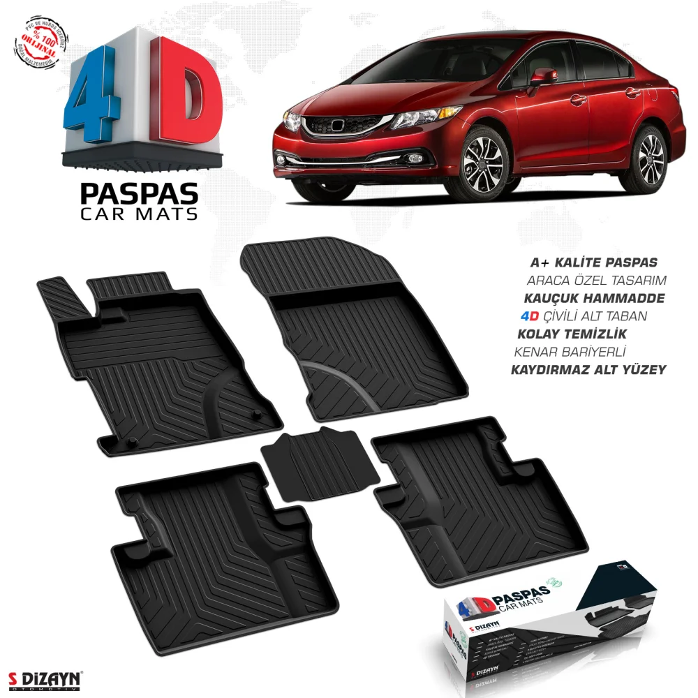 Drs Tuning Honda Civic SD 4D Havuzlu Paspas 2012-2016 A+Kalite