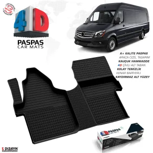 Mercedes-Benz Sprinter W906 4D Havuzlu Paspas 2006-2013 Ön Çift Koltuk