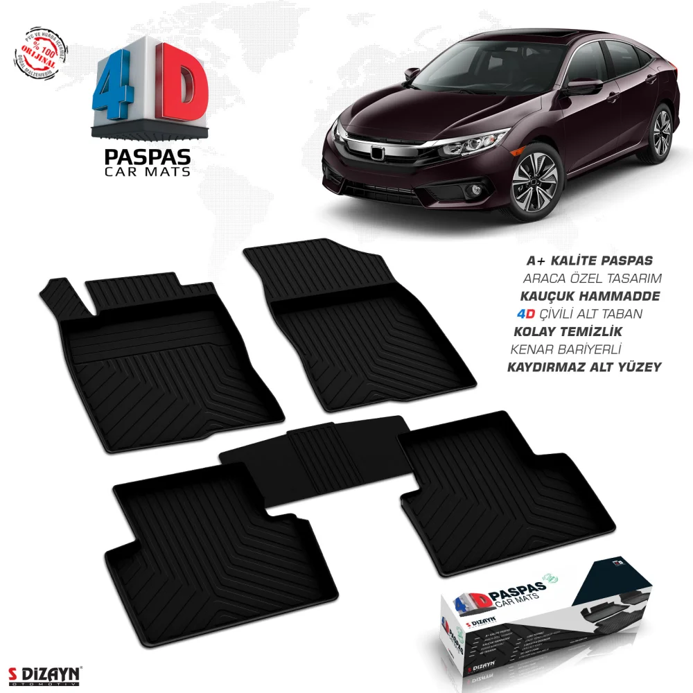 Drs Tuning Honda Civic SD 4D Havuzlu Paspas 2016-2021 A+ Kalite