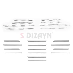 S-Dizayn Fiat Egea Krom Ön Panjur ve Tampon Çıta Seti Diamond Model 22 Prç. 2020 Üzeri (Mat Krom) - Görsel 2