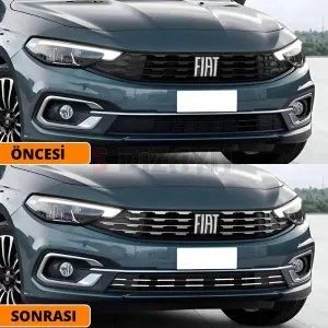 S-Dizayn Fiat Egea Krom Ön Panjur ve Tampon Çıta Seti Diamond Model 22 Prç. 2020 Üzeri (Parlak Krom) - Görsel 5