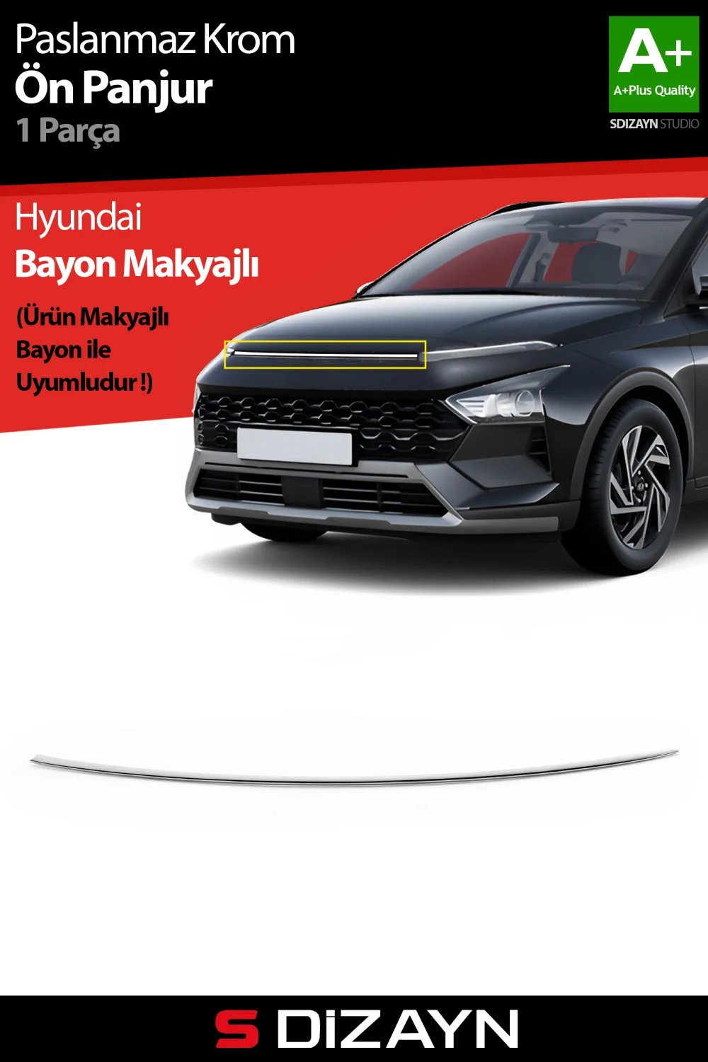 Drs Tuning Hyundai Bayon Makyajlı Krom Ön Panjur 2024 Üzeri A+ Kalite