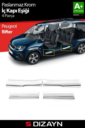 S-Dizayn Peugeot Rifter Krom İç Kapı Eşiği 4 Prç 2019 Üzeri A+ Kalite