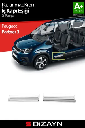 S-Dizayn Peugeot Partner Krom İç Kapı Eşiği 2 Prç 2023 Üzeri A+ Kalite