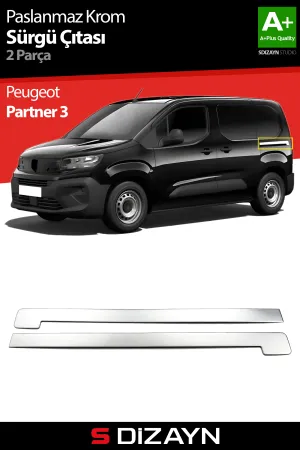 S-Dizayn Peugeot Partner 3 Krom Sürgülü Kapı Çıtası 2 Prç 2019 Üzeri A+ Kalite