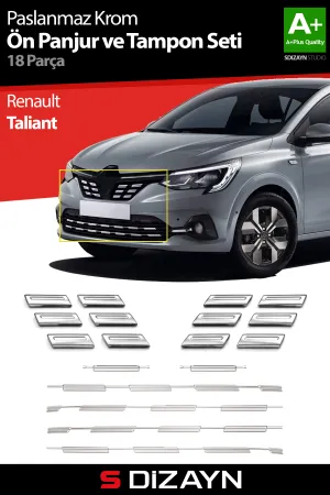 S-Dizayn Renault Taliant Krom Ön Panjur ve Tampon Çıta Seti Diamond Model 18 Prç. 2021 Üzeri A+ Kalite