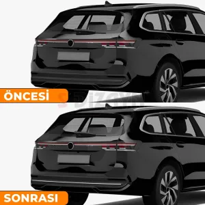 Volkswagen Passat B9 SW Krom Arka Tampon Çıtası 3 Prç. 2024 Üzeri A+ Kalite - Görsel 5