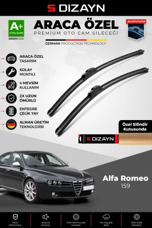 S-Dizayn Alfa Romeo 159 Ön Cam Silecek Seti 2005-2010 Premium Araca Özel 55-45 Cm  A+ Kalite