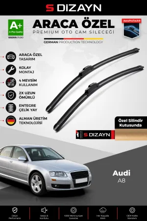 S-Dizayn Audi A8 Ön Cam Silecek Seti 2002-2010 Premium Araca Özel 60-55 Cm  A+ Kalite