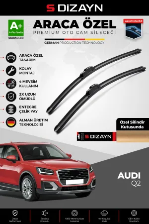 S-Dizayn Audi Q2 Ön Cam Silecek Seti 2016 Üzeri Premium Araca Özel 60-48 Cm  A+ Kalite
