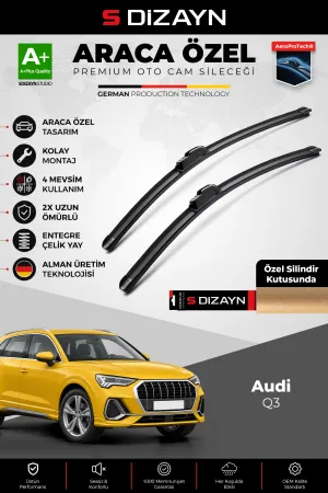 S-Dizayn Audi Q3 2 Ön Cam Silecek Seti 2018-2025 Premium Araca Özel 60-50 Cm  A+ Kalite