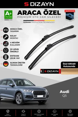 S-Dizayn Audi Q5 2 Ön Cam Silecek Seti 2016-2025 Premium Araca Özel 60-50 Cm  A+ Kalite
