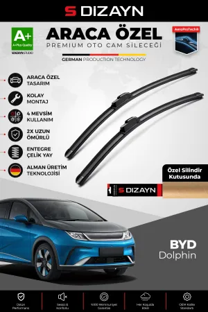 S-Dizayn Byd Dolphin Ön Cam Silecek Seti 2023 Üzeri Premium Araca Özel 60-38 Cm  A+ Kalite